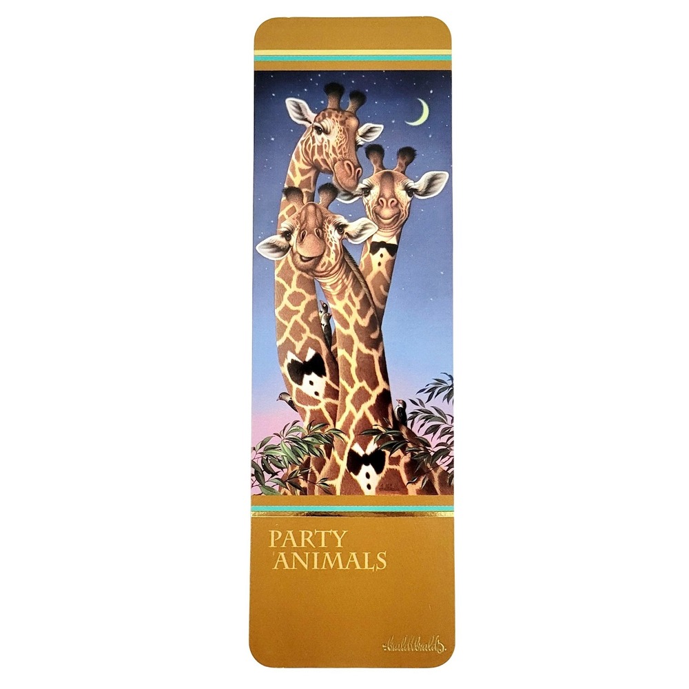 Vintage 90s Giraffes Party Animal Bookmark Bow-tie, Bralds 1993 Antioch KG 40932